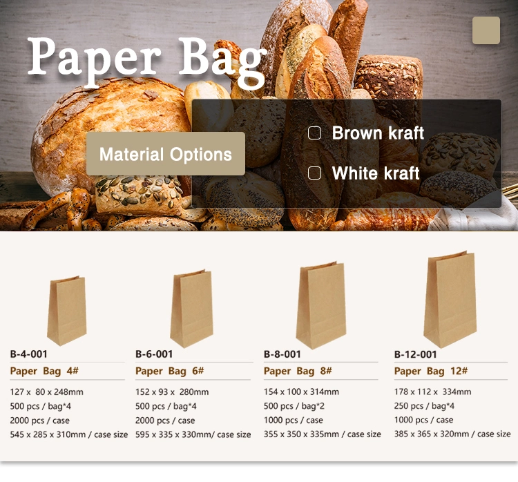 Food Packaging Lunch Brown and White Kraft Paper Bags