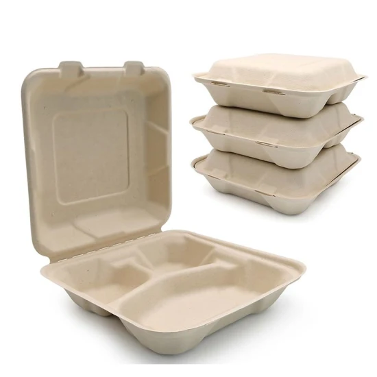 9'' Zuckerrohr-Bagasse-Clamshell-Box-Lebensmittelbehälter, biologisch abbaubares Einweggeschirr, heißer Verkauf